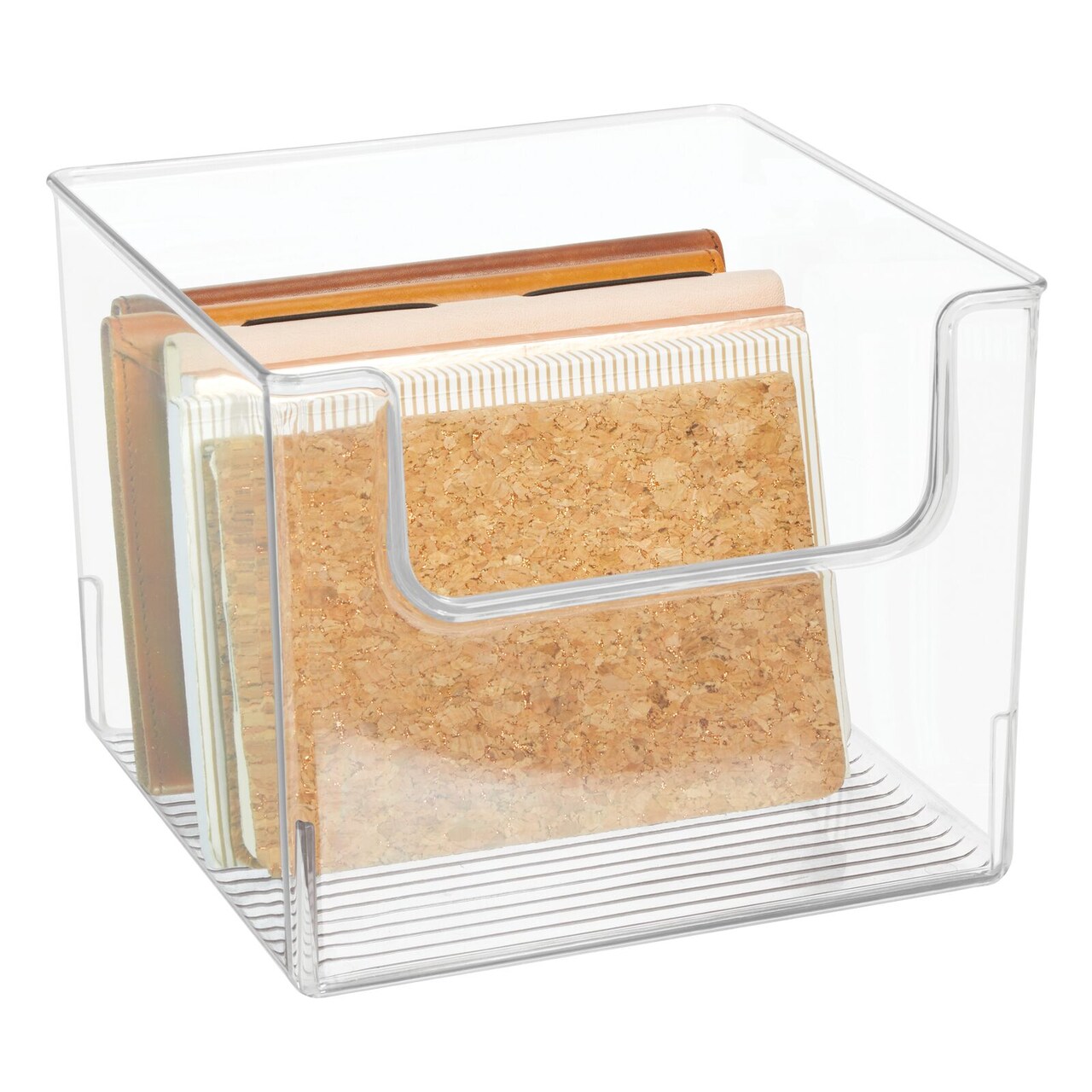 mDesign Plastic Home Office Storage Bin Container, Desk Organizer - Clear